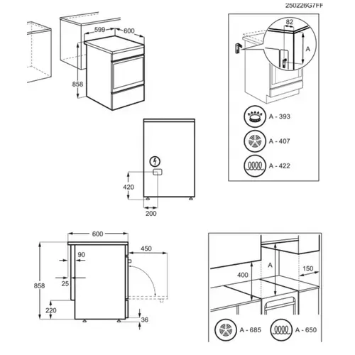 Cuisinière Vitrocéramique 4 foyers 58l - Lkr664177w