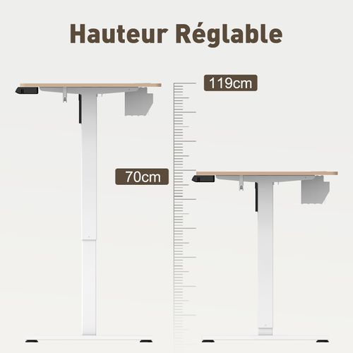 Bureau Assis Debout 120x60cm,fonction Mémoire Et Anti-collision,port USB Et Type C,70-119cm