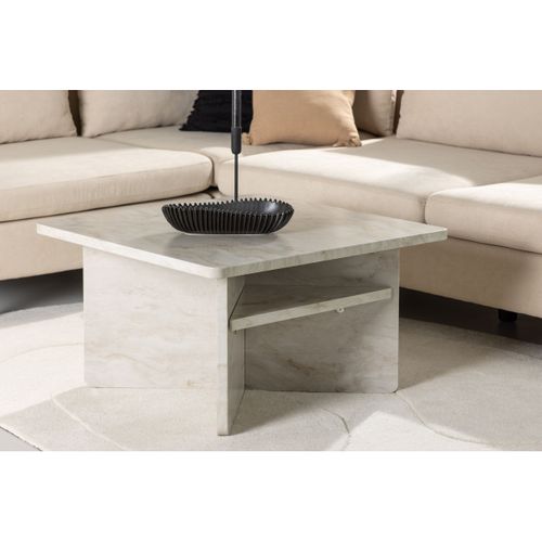 Table Basse Effet Marbre "alesund " 75cm Beige