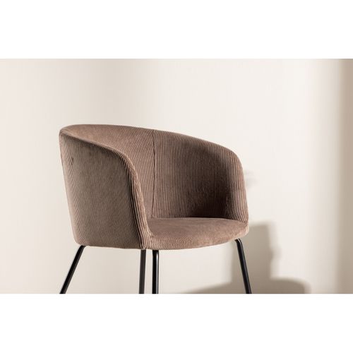 Chaise En Velours Côtelé "berit" 78cm Marron