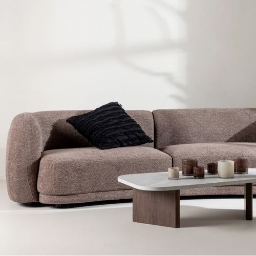 Canapé 3 Places Tissu Bouclé "cielo" 268cm Marron