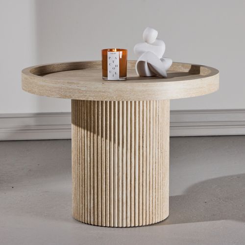 Table Basse Effet Travertin "krille" 60cm Beige