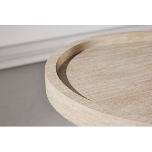 Table Basse Effet Travertin "krille" 60cm Beige