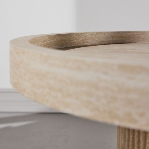 Table Basse Effet Travertin "krille" 60cm Beige