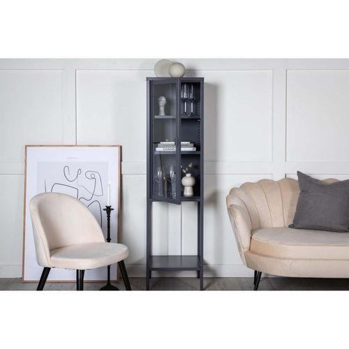 Armoire Vitrée Avec Étagère En Acier Misha Gris
