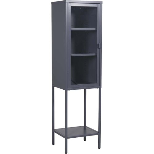 Armoire Vitrée Avec Étagère En Acier Misha Gris
