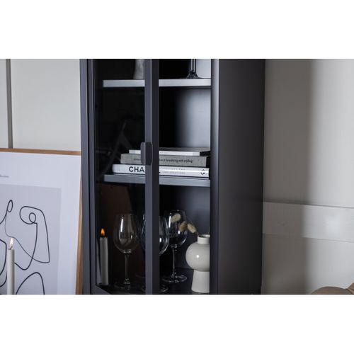 Armoire Vitrée Avec Étagère En Acier Misha Gris
