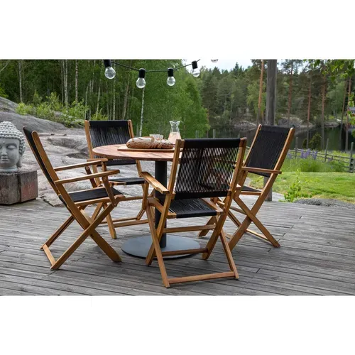Table Ronde De Jardin 100 Cm En Acier Et Acacia Cot