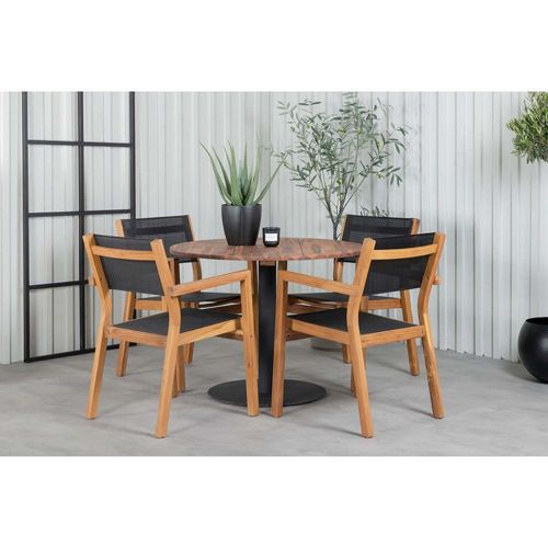 Table Ronde De Jardin 100 Cm En Acier Et Acacia Cot