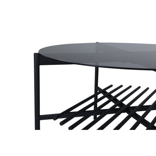 Table Basse En Verre "von Staf" 80cm Noir