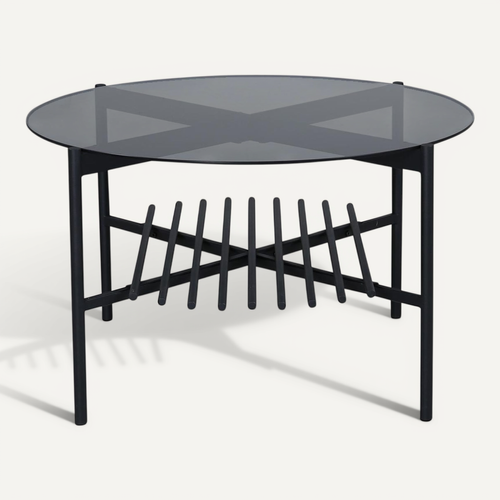 Table Basse En Verre "von Staf" 80cm Noir