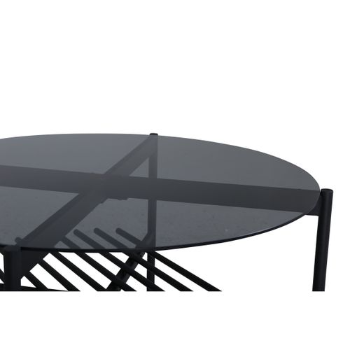 Table Basse En Verre "von Staf" 80cm Noir