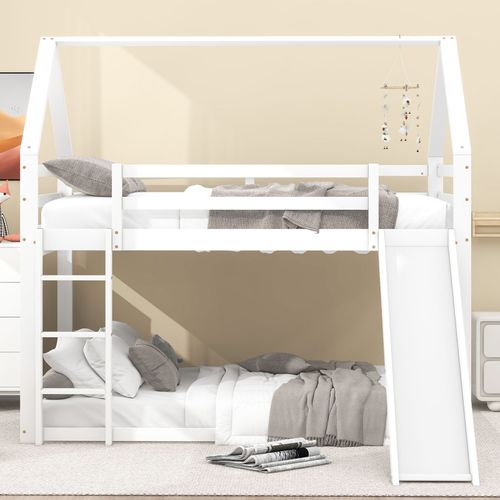 Lit Superposé Enfant ModernLuxe Avec Toboggan - Pin Massif 200x90cm | Barrières Sécurité