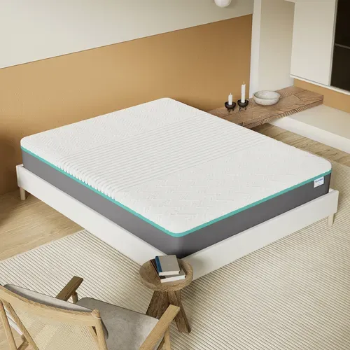 Matelas mousse latex 160x200 cm ferme, accueil gel mémoire de forme, 28 cm d'épaisseur