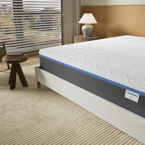 Matelas mousse latex 160x200 cm mi-ferme, accueil gel mémoire de forme, 28 cm d'épaisseur