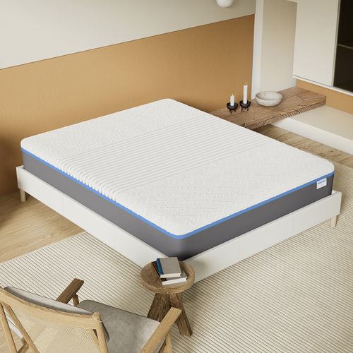 Matelas mousse latex 160x200 cm mi-ferme, accueil gel mémoire de forme, 28 cm d'épaisseur