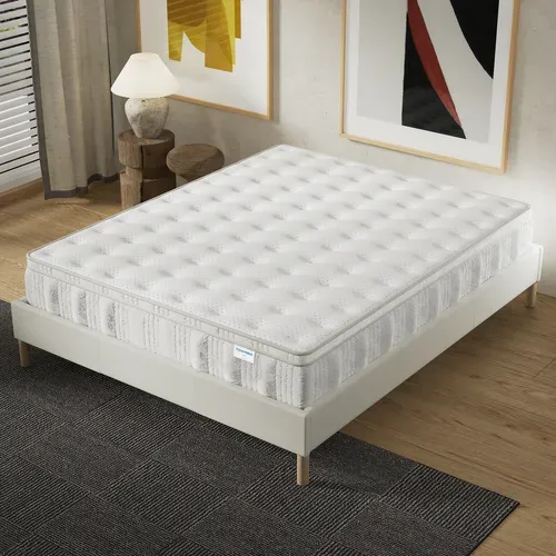 Matelas ressorts ensachés 180x200 cm accueil mousse charbon Ép.30 cm