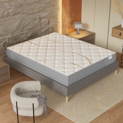 Ensemble 140x190 cm, sommier + matelas ressorts ensachés, ép.25cm accueil mousse HR
