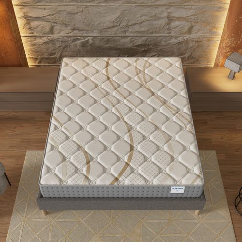 Ensemble 140x190 cm, sommier + matelas ressorts ensachés, ép.25cm accueil mousse HR