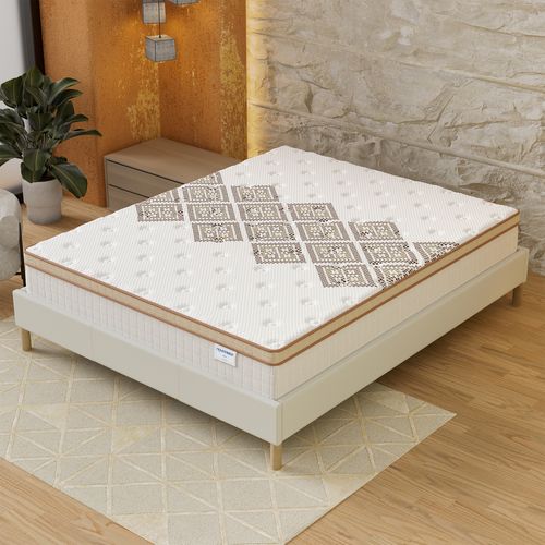 Ensemble 140x200 cm, sommier + matelas ressorts ensachés, ép. 28cm accueil mousse HR