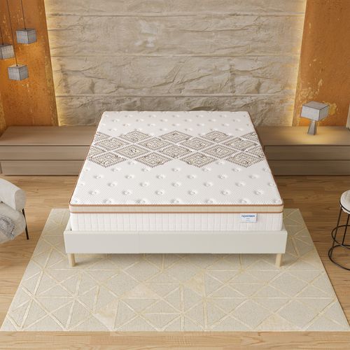 Ensemble 140x200 cm, sommier + matelas ressorts ensachés, ép. 28cm accueil mousse HR
