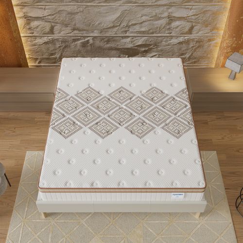 Ensemble 140x200 cm, sommier + matelas ressorts ensachés, ép. 28cm accueil mousse HR