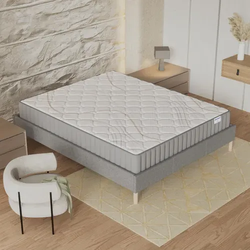 Ensemble 140x200cm, sommier + matelas mousse, ép.22cm, accueil latex