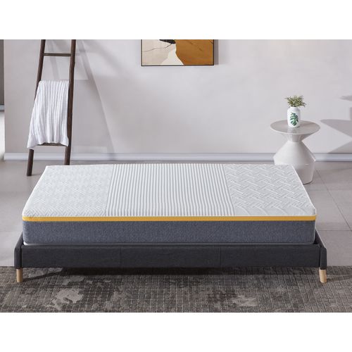 Ensemble Matelas Ypsilon Très Ferme + Sommier Tissu Gris 90x190 Cm