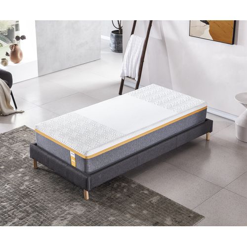 Ensemble Matelas Ypsilon Très Ferme + Sommier Tissu Gris 90x190 Cm