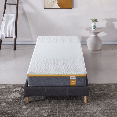 Ensemble Matelas Ypsilon Très Ferme + Sommier Tissu Gris 90x190 Cm