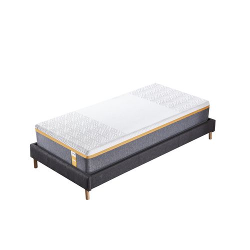Ensemble Matelas Ypsilon Très Ferme + Sommier Tissu Gris 90x190 Cm