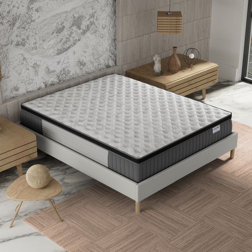 Ensemble 140x200 cm, sommier + matelas ressorts ensachés, ép. 30cm à mémoire de forme
