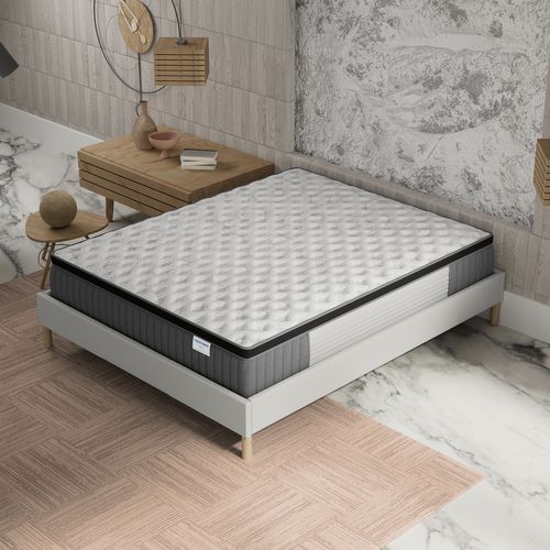 Ensemble 140x200 cm, sommier + matelas ressorts ensachés, ép. 30cm à mémoire de forme