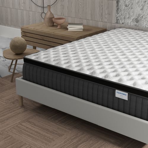 Ensemble 140x200 cm, sommier + matelas ressorts ensachés, ép. 30cm à mémoire de forme