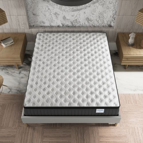 Ensemble 140x200 cm, sommier + matelas ressorts ensachés, ép. 30cm à mémoire de forme