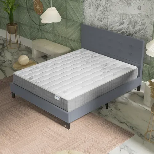 Ensemble 120x190 cm, lit avec tête de lit + matelas ressorts ensachés, ép. 25cm à mémoire de forme