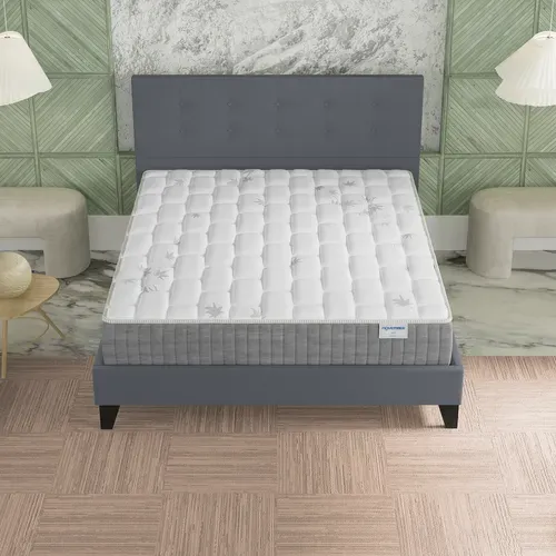 Ensemble 120x190 cm, lit avec tête de lit + matelas ressorts ensachés, ép. 25cm à mémoire de forme