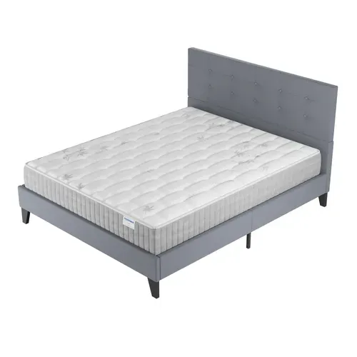 Ensemble 120x190 cm, lit avec tête de lit + matelas ressorts ensachés, ép. 25cm à mémoire de forme