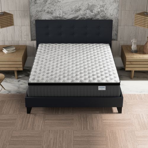 Ensemble 120x190 cm, Lit avec tête de lit + Matelas Ressorts Ensachés ép. 30cm à mémoire de forme