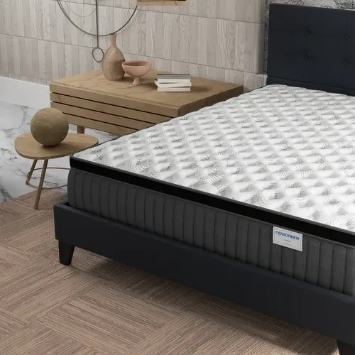 Ensemble 120x190 cm, Lit avec tête de lit + Matelas Ressorts Ensachés ép. 30cm à mémoire de forme