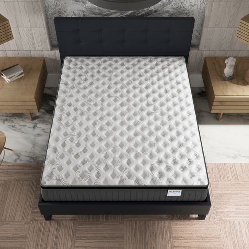 Ensemble 120x190 cm, Lit avec tête de lit + Matelas Ressorts Ensachés ép. 30cm à mémoire de forme