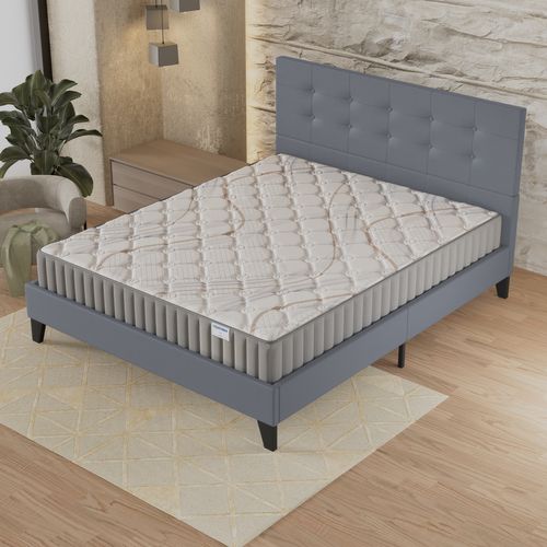 Ensemble 140x200 cm, lit avec tête de Lit + matelas mousse, ép.22cm accueil latex