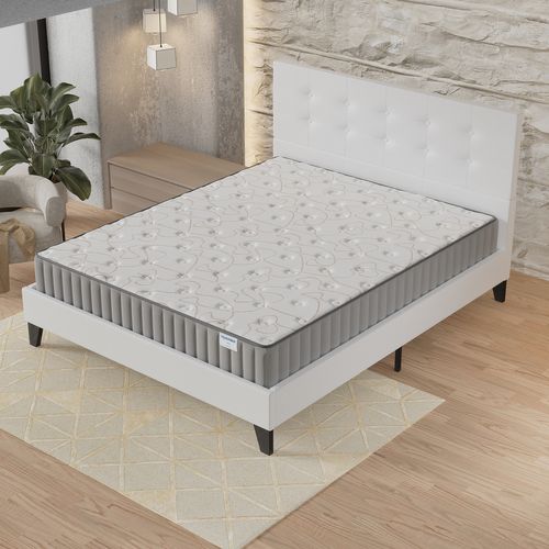 Ensemble 140x190 Cm, Lit Avec Tête De Lit + Matelas Mousse Ép.16cm à Mémoire De Forme