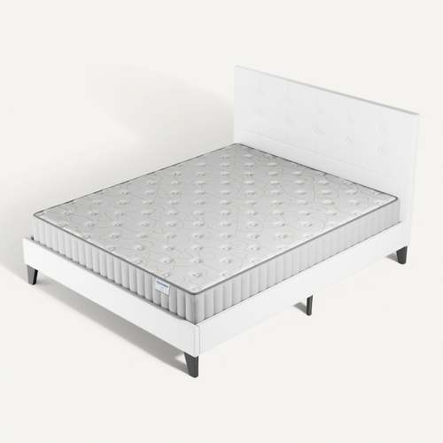 Ensemble 140x190 Cm, Lit Avec Tête De Lit + Matelas Mousse Ép.16cm à Mémoire De Forme