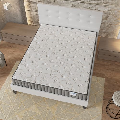 Ensemble 140x200 cm, lit avec tête de lit + matelas mousse ép.16cm à mémoire de forme