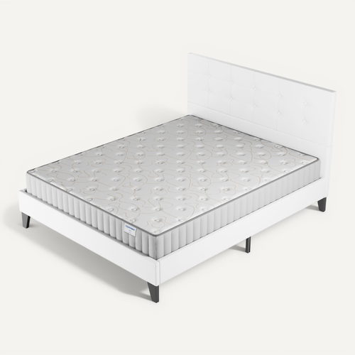 Ensemble 160x200 cm, lit avec tête de lit + matelas mousse ép.16cm à mémoire de forme