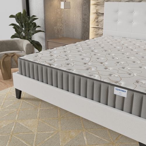 Ensemble 140x190 cm, lit avec tête de lit + matelas mousse Ép.22cm à mémoire de forme