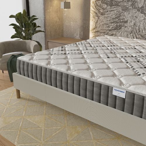 Ensemble 140x190 cm, sommier + matelas ressorts ensachés, ép.20cm accueil mousse HR