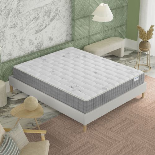 Ensemble 180x200 cm, sommier + matelas ressorts ensachés, ép. 25cm à mémoire de forme