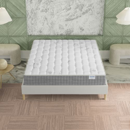 Ensemble 180x200 cm, sommier + matelas ressorts ensachés, ép. 25cm à mémoire de forme